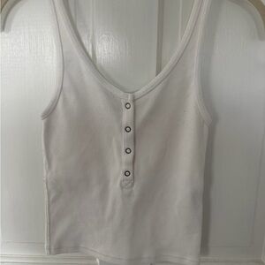 Abercrombie & Fitch White Buttoned Tank Top